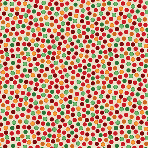 Benartex - Merry Cats 16776 07 Cream Multi Joyful Dots By The Yard