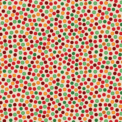 Benartex - Merry Cats 16776 07 Cream Multi Joyful Dots By The Yard