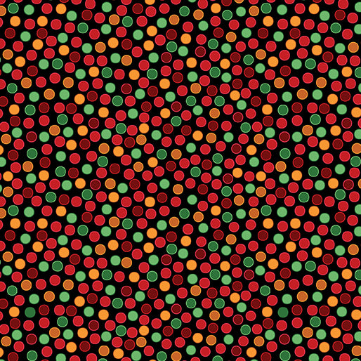 Benartex - Merry Cats 16776 12 Black Multi Joyful Dots By The Yard