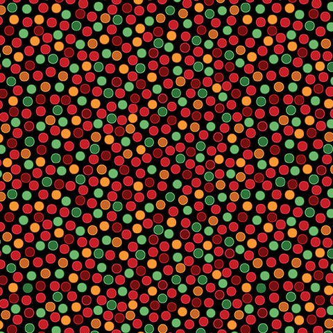 Benartex - Merry Cats 16776 12 Black Multi Joyful Dots By The Yard