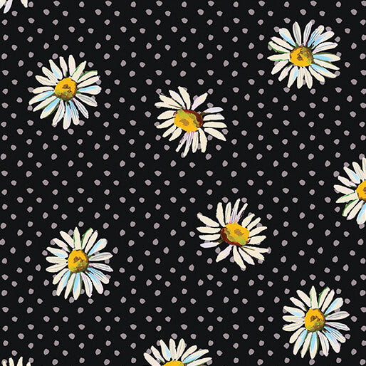 Benartex Love & Stitches 16897 12 Licorice Daisy Dot By The Yard