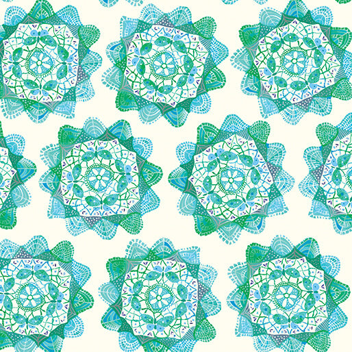 Benartex Love & Stitches 16898 84 Teal Doilies By The Yard