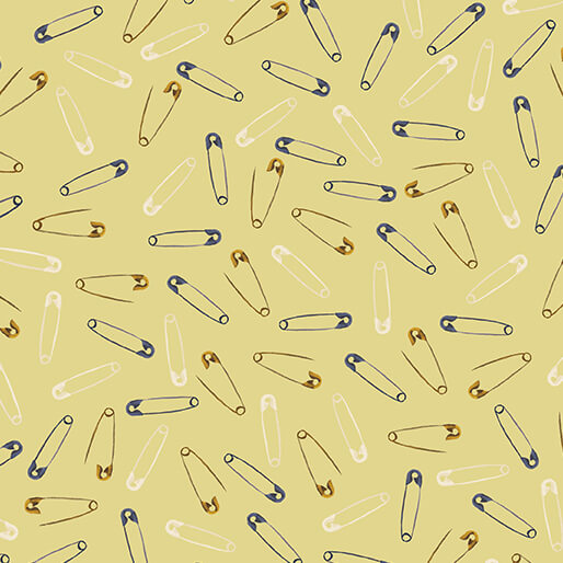 Benartex Love & Stitches 16900 30 Light Yellow Safety Pins By The Yard