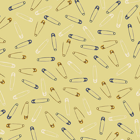 Benartex Love & Stitches 16900 30 Light Yellow Safety Pins By The Yard