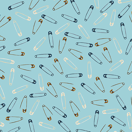 Benartex Love & Stitches 16900 80 Light Teal Safety Pins By The Yard