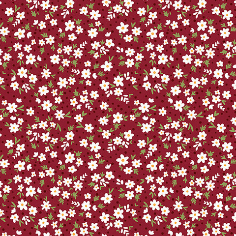 Benartex Snow Fall 17040 86 Paperwhites Crimson By The Yard