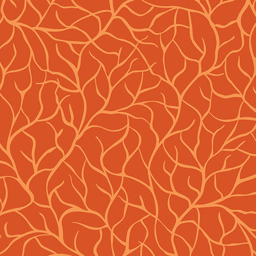 Benartex Flora & Fauna: MIDNIGHT 17055 33 Branches Orange By The Yard