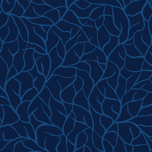 Benartex Flora & Fauna: MIDNIGHT 17055 56 Branches Sapphire By The Yard