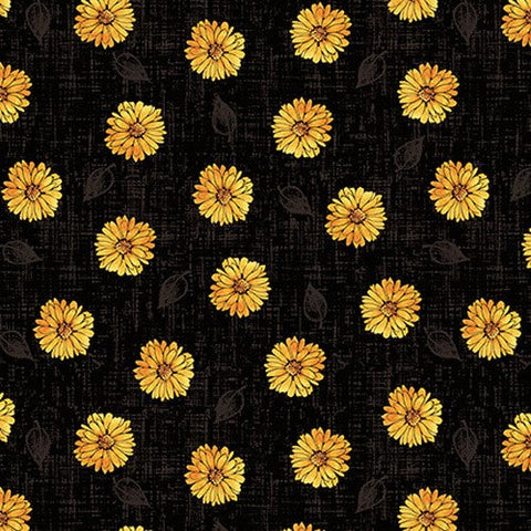 Blank Quilting Mellow Yellow 1968 99 Black Mini Daisies 1.875 YARDS