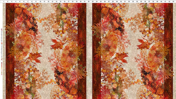 In The Beginning Oriental Gardens 1OG 1 Red Fan Stripe By The Yard