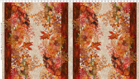In The Beginning Oriental Gardens 1OG 1 Red Fan Stripe By The Yard