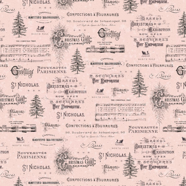 Blank Quilting Christmas Magic 2025 22 Pink Christmas Typography By The Yard