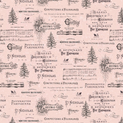 Blank Quilting Christmas Magic 2025 22 Pink Christmas Typography By The Yard