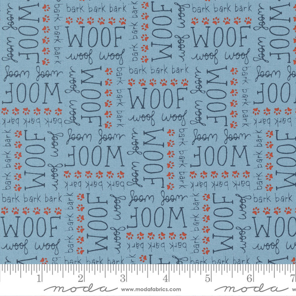 Moda Dog Daze 20843 16 Blue Woof Words By The Yard