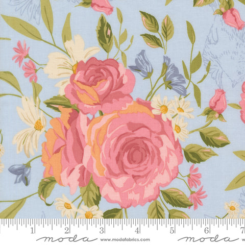 Moda My Secret Garden 20980 20 Sky Grandma's Rose Garden By The Yard