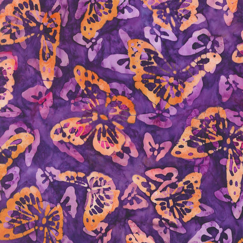 Kaufman Artisan Batiks Wild Garden 21452 220 Pansy Butterflies 2 YARDS