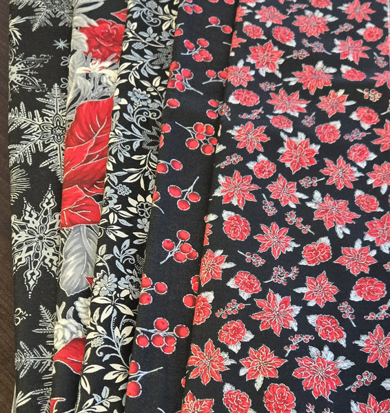 Matt's Mystery Bundles -  3.306 yards - Christmas Blossom Silver #21- Assorted Remnants