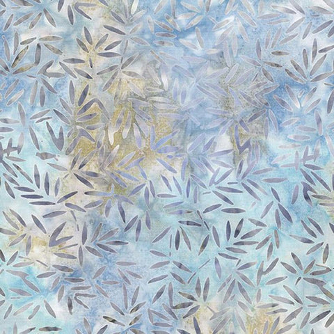 Wilmington Batiks Del Mar 22175 492 Blue/Tan Bamboo Leaves By The Yard