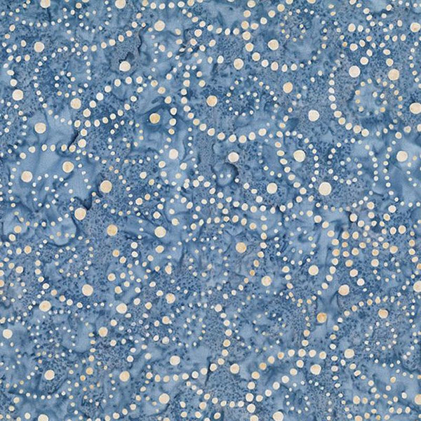 Wilmington Batiks Del Mar 22264 442 Blue/Tan Pointillist Scroll By The Yard