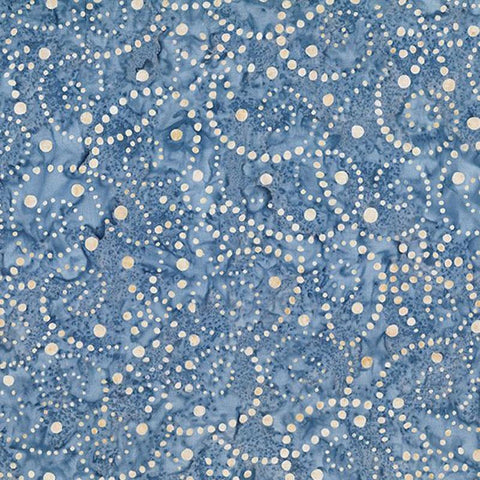Wilmington Batiks Del Mar 22264 442 Blue/Tan Pointillist Scroll By The Yard