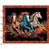 3 Wishes Fabrics/Studio E - Drinkers Of The Wind 22362 Multi Galloping Beauties 36" Panel By The PANEL (not strictly by the yard)