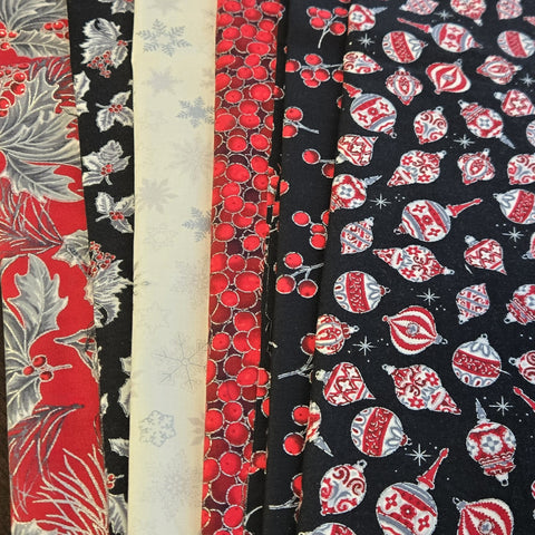 Matt's Mystery Bundles -  3.306 yards - Christmas Blossom Silver #22- Assorted Remnants