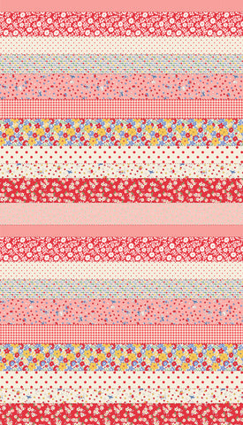 Moda 30's Playtime 2025 23380 11 Scarlet Scrappy Stripes By The Yard