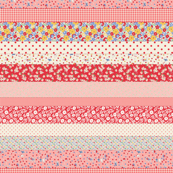 Moda 30's Playtime 2025 23380 11 Scarlet Scrappy Stripes By The Yard