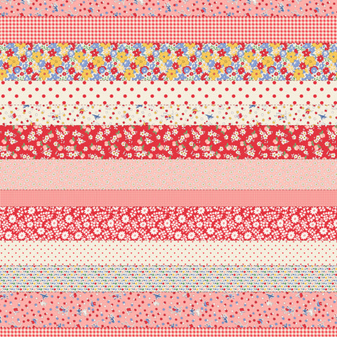 Moda 30's Playtime 2025 23380 11 Scarlet Scrappy Stripes By The Yard