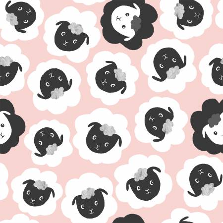 Studio E Little Foot Farm 23750 Pink Flannel Baa Baa Black Sheep By The Yard