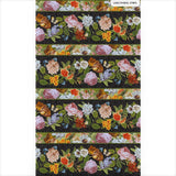Northcott Covent Garden 23808 99 Black Multi Floral Stripe 4.5 YARDS