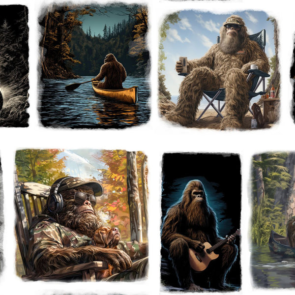 3 Wishes Fabrics/Studio E - Legendary Loner 23813 White Gone Squatchin' By The Yard