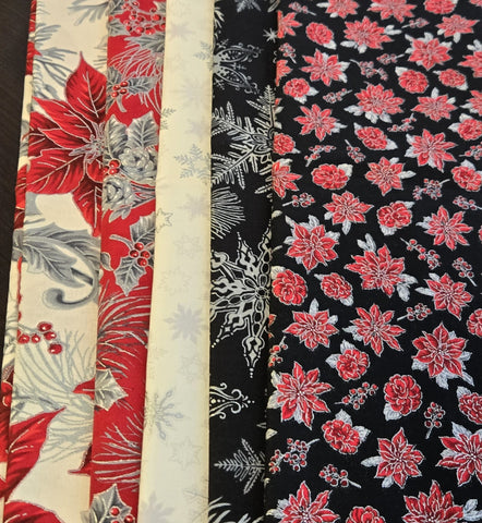 Matt's Mystery Bundles - 2.958 yards - Christmas Blossom Silver #23- Assorted Remnants