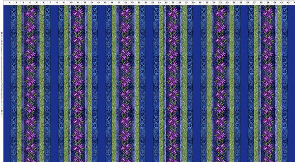 In The Beginning Counterpoint II 24-3SEW 1 Blue Floral Stripe By The Yard