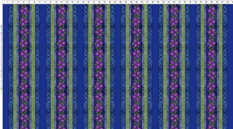 In The Beginning Counterpoint II 24-3SEW 1 Blue Floral Stripe By The Yard