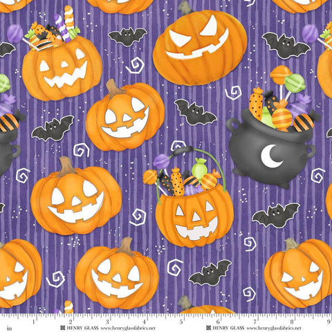 Henry Glass & Co. Moonlight Mischief 2554G 55 Purple Large Pumpkin Glow By The Yard