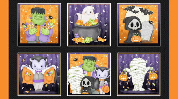 Henry Glass & Co. Moonlight Mischief 2563BG 59 Multi Blocks Glow 24" PANEL By The PANEL (Not Strictly By The Yard)