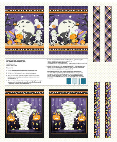 Henry Glass & Co. Moonlight Mischief 2565PG 59 Multi Trick Or Treat Bag Glow 36" PANEL By The PANEL (Not Strictly By The Yard)