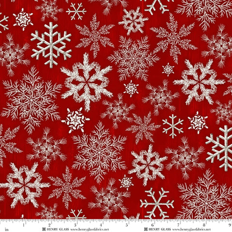 Henry Glass & Co. Tailgate Traditions 2578 88 Red 3 Dimentonal Snowflake By The Yard