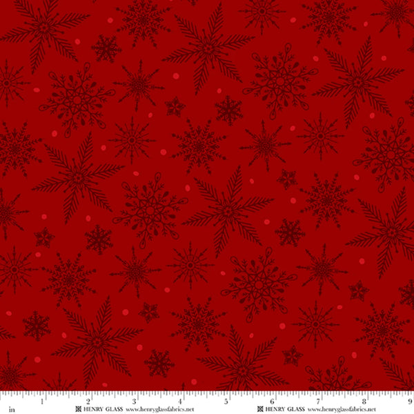 Henry Glass & Co. Tailgate Traditions 2579 88 Red Tonal Snowflake By The Yard