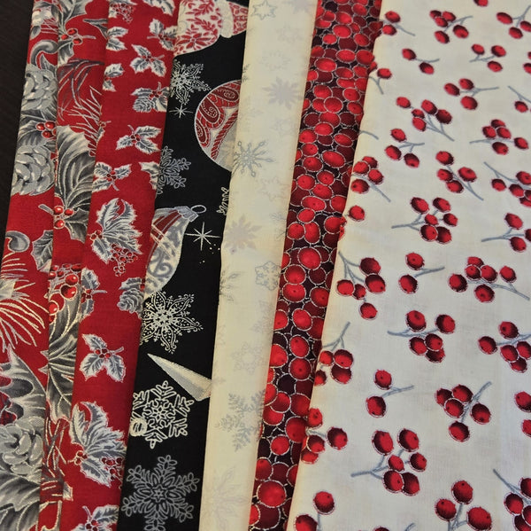 Matt's Mystery Bundles - 2.784 yards - Christmas Blossom Silver #25 - Assorted Remnants