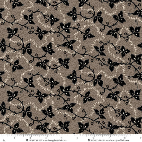 Henry Glass & Co. Mr. Moon 2607 93 Taupey Gray Leaves & Vines By The Yard