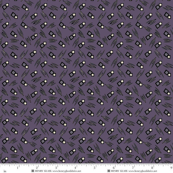 Henry Glass & Co. Mr. Moon 2609 55 Purple Squares & Stars Geo By The Yard