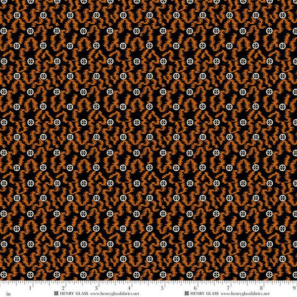 Henry Glass & Co. Mr. Moon 2610 96 Black/Orange Zig Zag Geo By The Yard