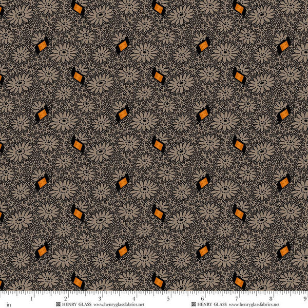 Henry Glass & Co. Mr. Moon 2616 93 Taupey Gray Linework Floral & Vines By The Yard