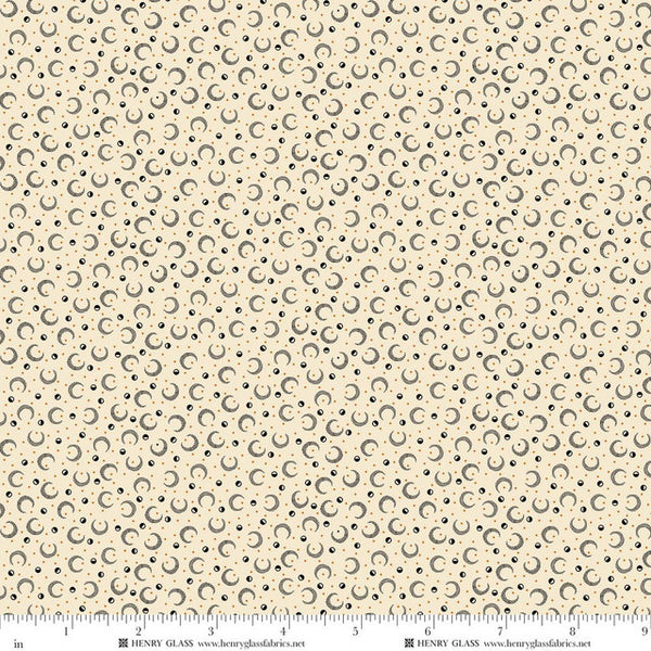 Henry Glass & Co. Mr. Moon 2617 40 Cream Crescent Moons & Dots By The Yard