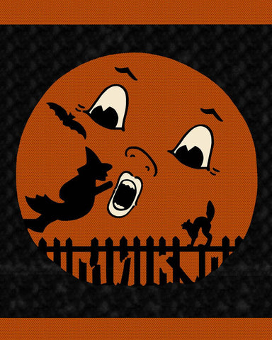 Henry Glass & Co. Mr. Moon 2619P 39 Orange/Black Mr. Moon 36" PANEL By The PANEL (Not Strictly By The Yard)