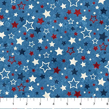 Northcott Stars & Stripes 12 – 27015 44 Multi Stars Blau Multi Meterware