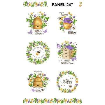 Northcott Honey & Clover Blocks White Multi 24" Panel pro Panel (nicht ausschließlich Meterware)