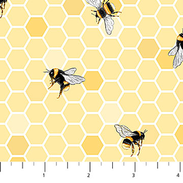 Northcott Honey & Clover 27037 52 Bee Toss Pale Yellow By The Yard